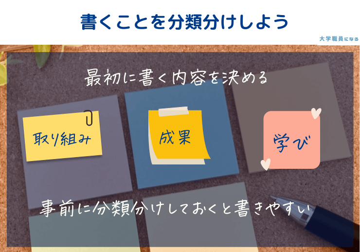 ガクチカを分類分けして書こう